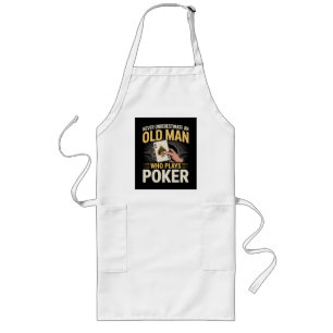 Never Underestimate Old Man Poker Card Long Apron