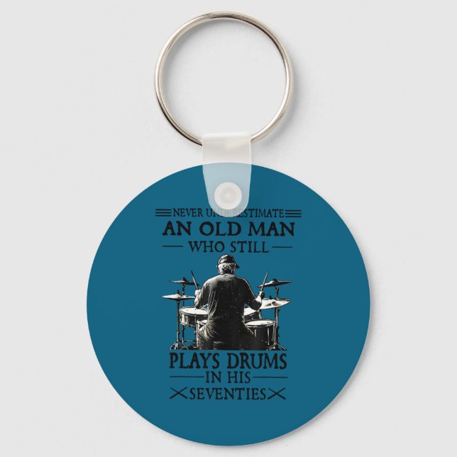 Never Underestimate Old Man Who Key Ring (Front)