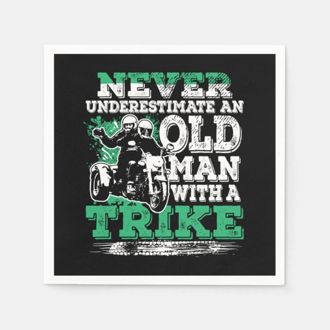 Never Underestimate Old Man With A Trike Napkin (Front)