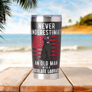 Never Underestimate Old Man With Black Labrador Insulated Tumbler