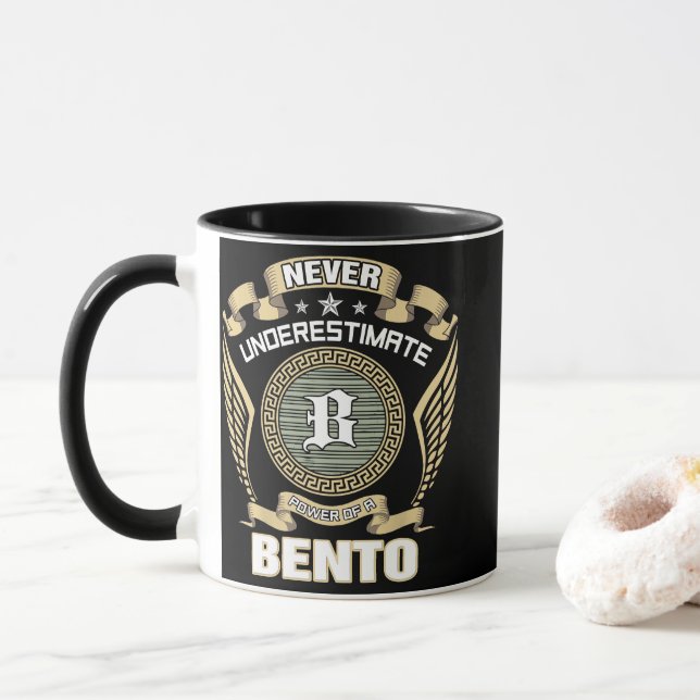 NEVER_UNDERESTIMATE_POWER_OF_A_BENTO MUG (With Donut)