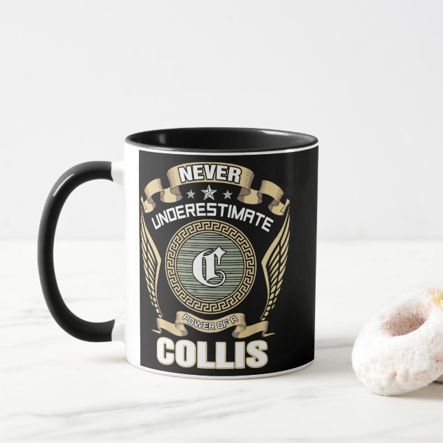 NEVER_UNDERESTIMATE_POWER_OF_A_COLLIS MUG (With Donut)