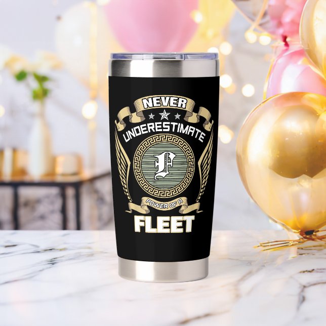 NEVER_UNDERESTIMATE_POWER_OF_A_FLEET INSULATED TUMBLER (Bachelor Party (Rotated))