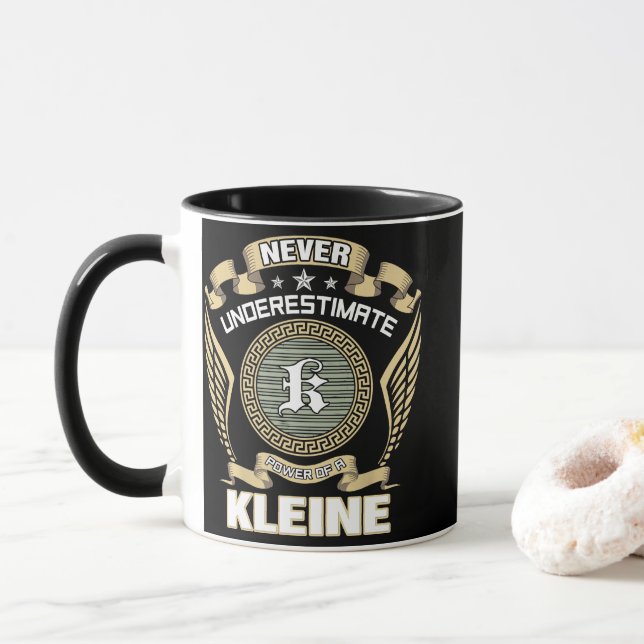 NEVER_UNDERESTIMATE_POWER_OF_A_KLEINE MUG (With Donut)