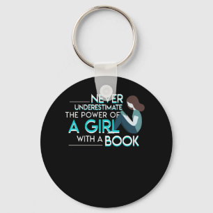 Never Underestimate Reading Book Women Key Ring