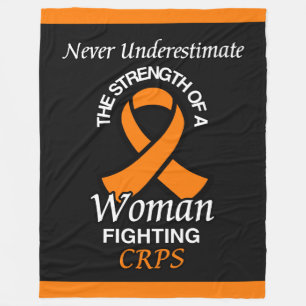 Never Underestimate/Ribbon/Woman...CRPS Fleece Bla Blanket