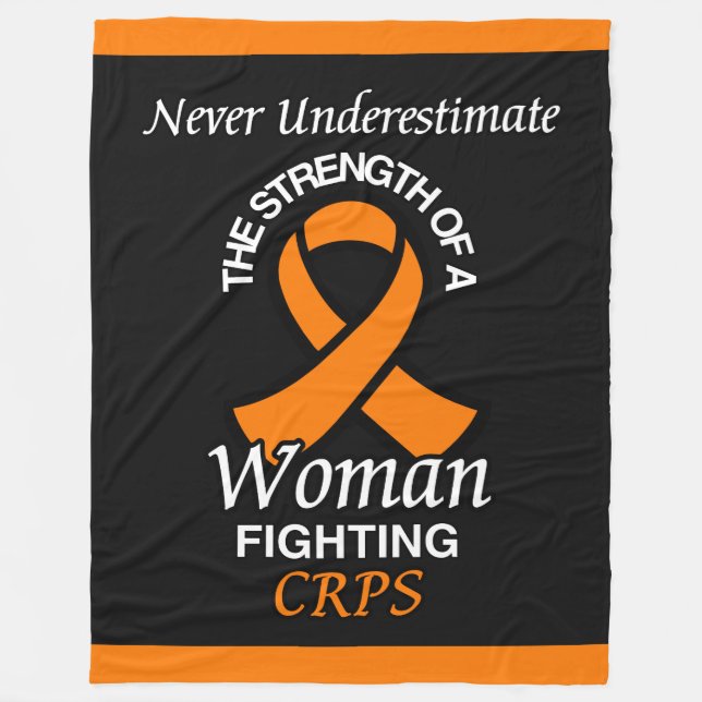Never Underestimate/Ribbon/Woman...CRPS Fleece Bla Blanket (Front)