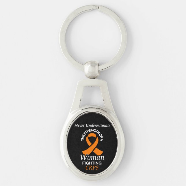 Never Underestimate/Ribbon/Woman...CRPS Key Ring (Front)