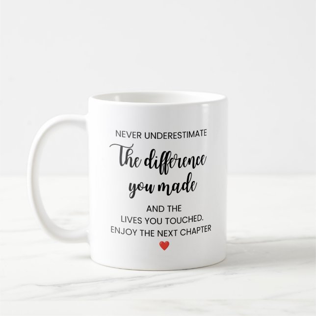 Never Underestimate the Difference You Made Coffee Mug (Left)