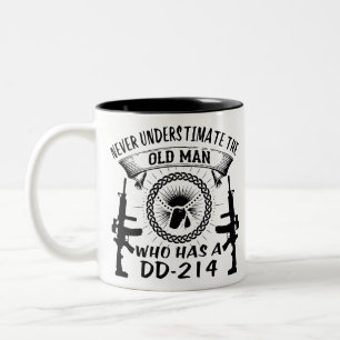 Never Underestimate The Old Man Who Has A DD-214 Two-Tone Coffee Mug