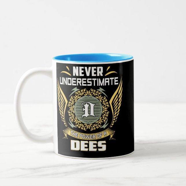 Never Underestimate The Power Of A Dees Two-Tone Coffee Mug (Left)