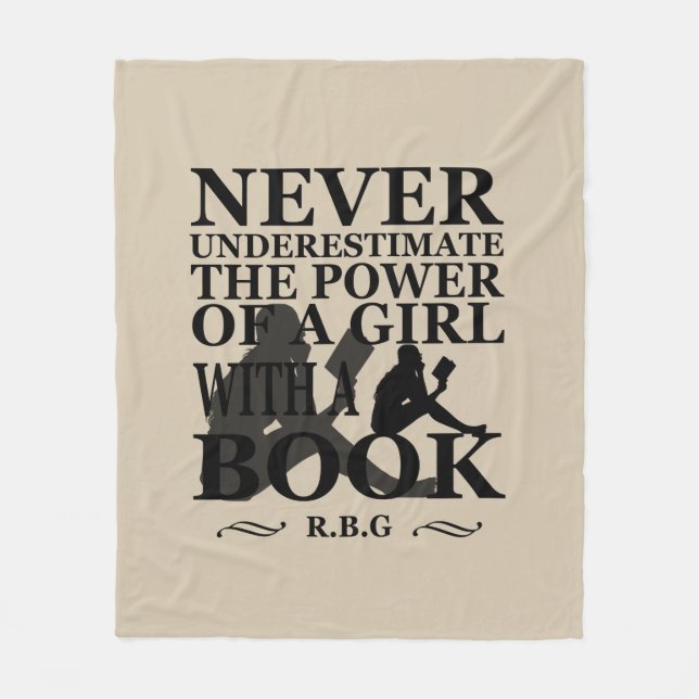 Never Underestimate the power of a girl with book Fleece Blanket (Front)