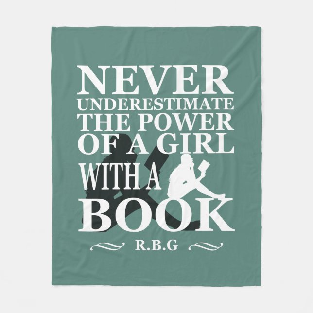 Never Underestimate the power of a girl with book Fleece Blanket (Front)