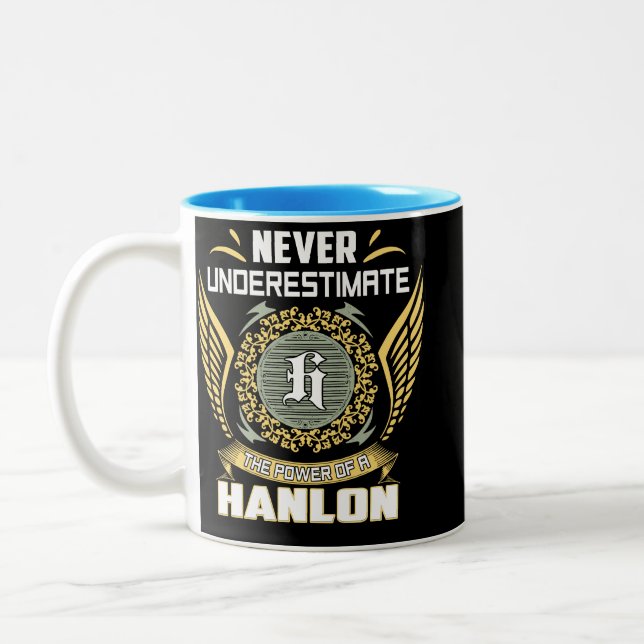 Never Underestimate The Power Of A Hanlon Two-Tone Coffee Mug (Left)