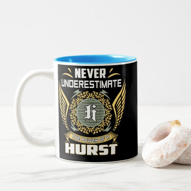 Never Underestimate The Power Of A Hurst Two-Tone Coffee Mug (With Donut)