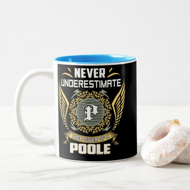 Never Underestimate The Power Of A Poole Two-Tone Coffee Mug (With Donut)