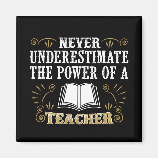 Never Underestimate The Power Of A Teacher Magnet (Front)