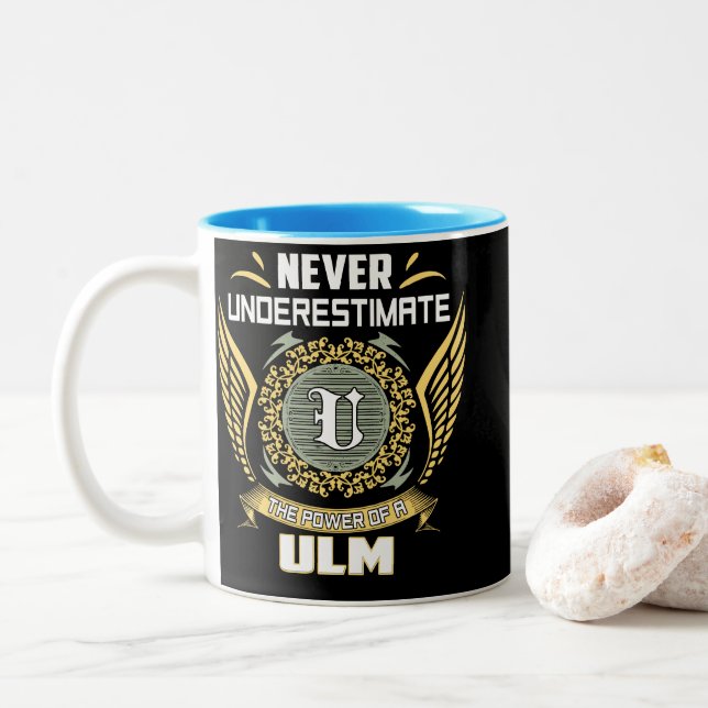 Never Underestimate The Power Of A Ulm Two-Tone Coffee Mug (With Donut)