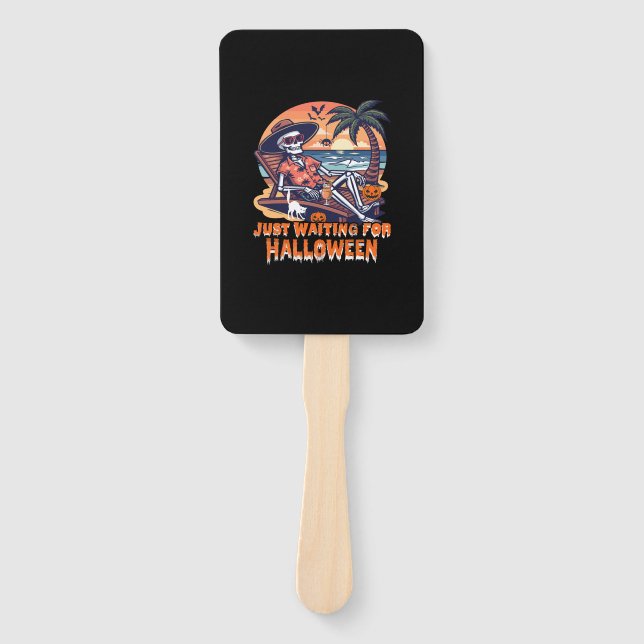 Never Waiting for Halloween Skeleton Hand Fan (Front)