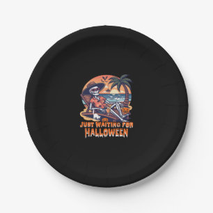 Never Waiting for Halloween Skeleton Paper Plate