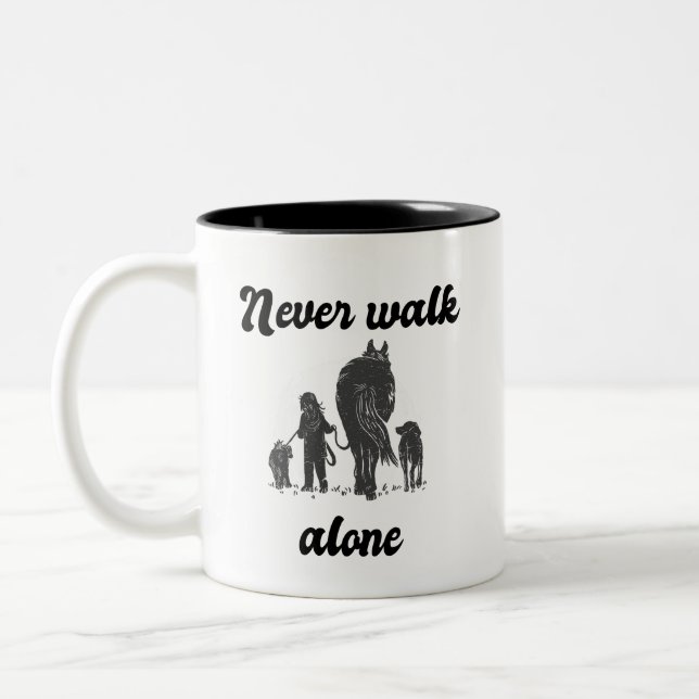 Never walk alone Farmer  Two-Tone Coffee Mug (Left)