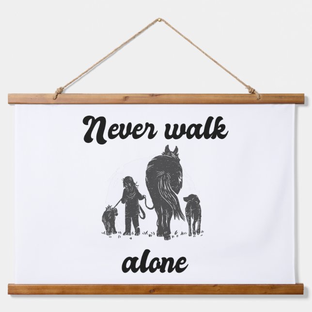 Never Walk Alone Rustic Animal Lover Hanging Tapes Tapestry (Front)