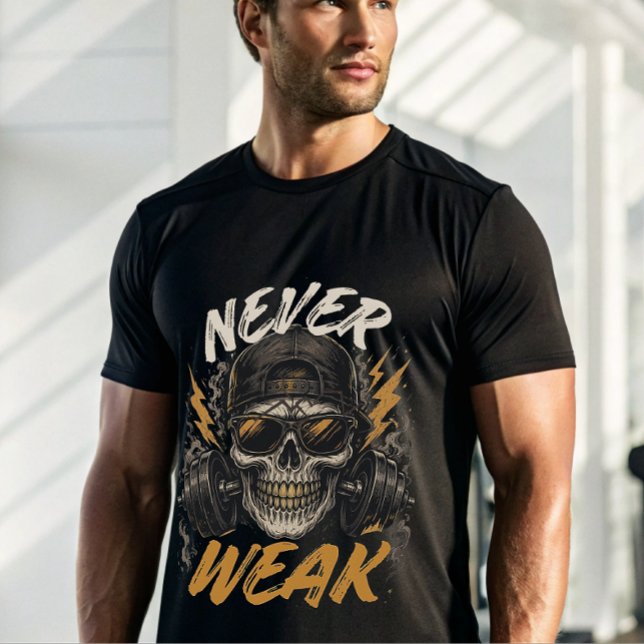 Never Weak Skull Gym T-Shirt | Savage Workout (Creator Uploaded)
