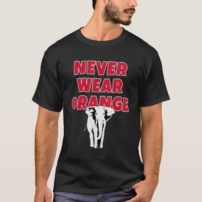 Never Wear Orange Elephant The Tide Is Crimson Lov T-Shirt (Front)