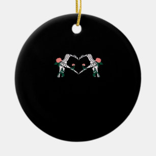 Never Wilts – Skeleton Hands Roses Ceramic Ornament
