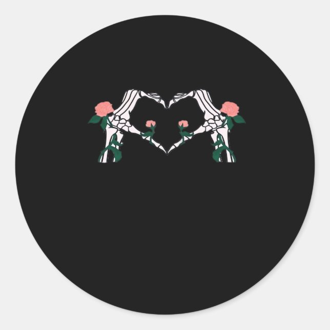 Never Wilts – Skeleton Hands Roses  Classic Round Sticker (Front)