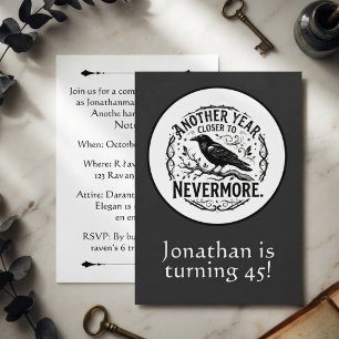Nevermore Black Silhouette Raven Birthday Invitation