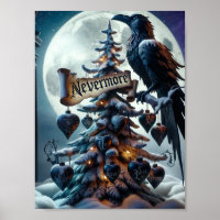 Nevermore Gothic Christmas Tree With Hearts Raven