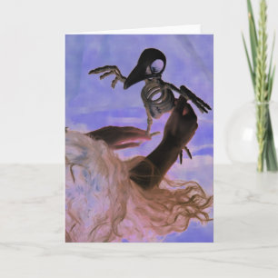 "Nevermore" Hands, Spooky Hair, Fake Bird Skeleton Card