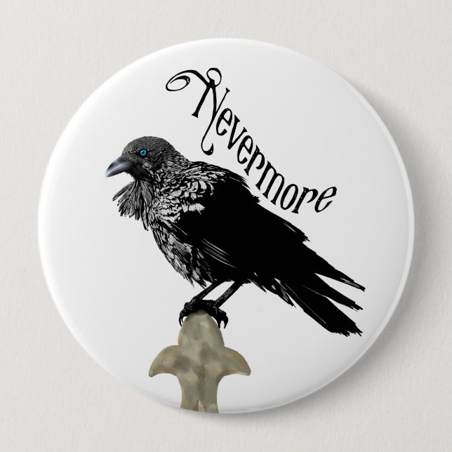 Nevermore Raven 10 Cm Round Badge (Front)