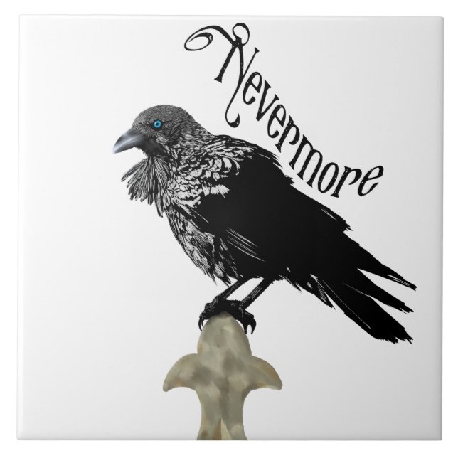 Nevermore Raven Ceramic Tile (Front)