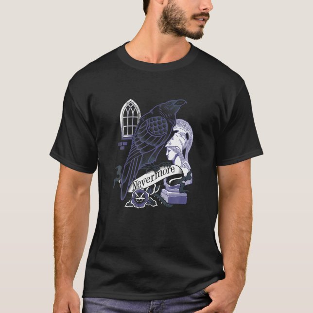 Nevermore Raven Gothic Poetry Book Lover Poe T Shi T-Shirt (Front)