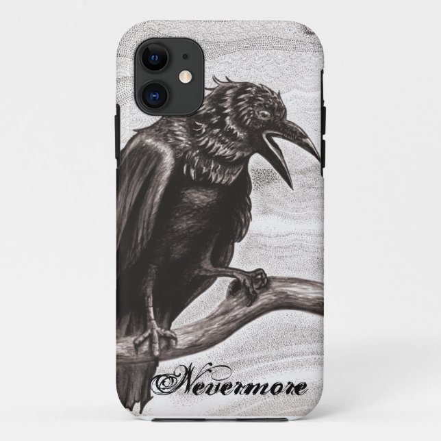 Nevermore Raven in the Mist iPhone Cover (Back)