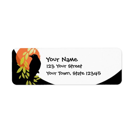Nevermore - Raven & Moon by Poe Return Address Label