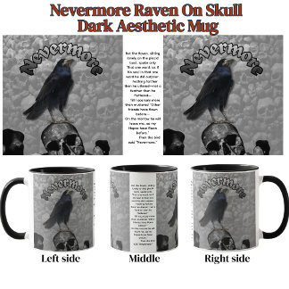 Nevermore Raven On Skull Macabre Dark Aesthetic  Mug