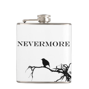 Nevermore Raven Poem Edgar Allan Poe Design Hip Flask