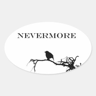 Nevermore Raven Poem Edgar Allan Poe Quote Oval Sticker
