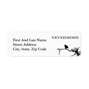 Nevermore Raven Poem Edgar Allan Poe Quote Return Address Label
