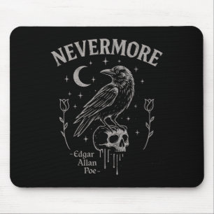 Nevermore Raven Skull Art, Gothic Edgar Allan Poe  Mouse Pad
