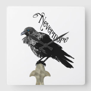Nevermore Raven Square Wall Clock
