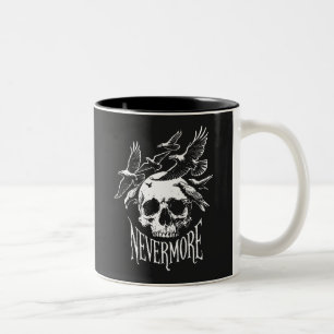 Nevermore Skull And Ravens  Two-Tone Coffee Mug