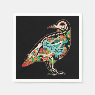 Nevermore Sugar Skull Raven Napkin