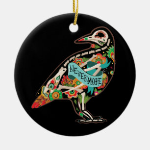 Nevermore Sugar Skull Raven Ornament Round