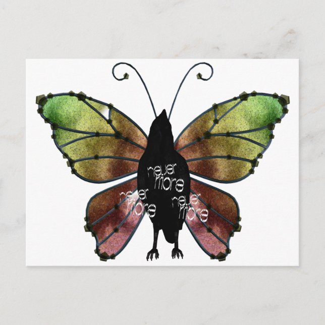 Nevermore x3 Butterfly Raven Postcard (Front)