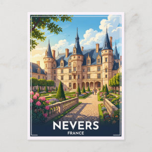 Nevers France Château Vintage Travel Postcard