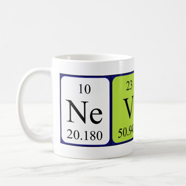 Nevio periodic table name mug (Left)